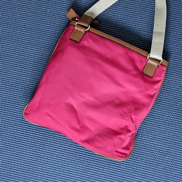 Michael Kors Fuschia Bright Pink Nylon & Leather Purse with adjustable strap - Picture 2 of 11